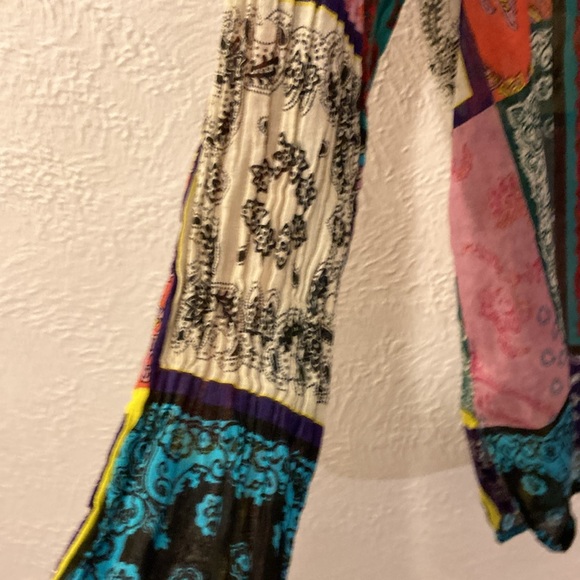 Boho Jane bohemian button up size Large patch work blouse 100 percent cotton - Picture 7 of 9